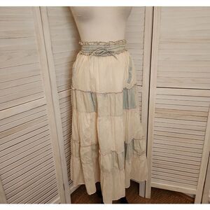 Young Threads Cream and Green Maxi Skirt Size S/M NWT